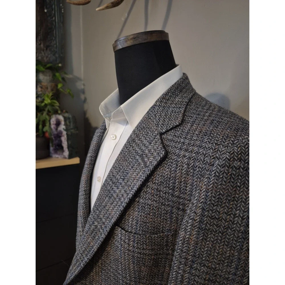 Vtg Austin Reed Men 40 R Two Button Tweed Sports Coat Gray Multicolor Wool USA
